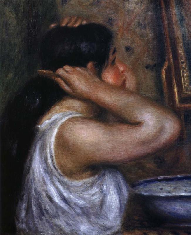Pierre Auguste Renoir kvinna som kammar sig oil painting picture